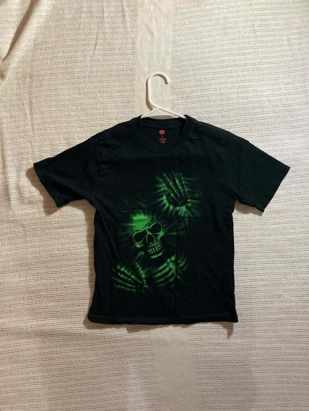 Happy Halloween Boys Black Glow In The Dark Skull T-Shirt